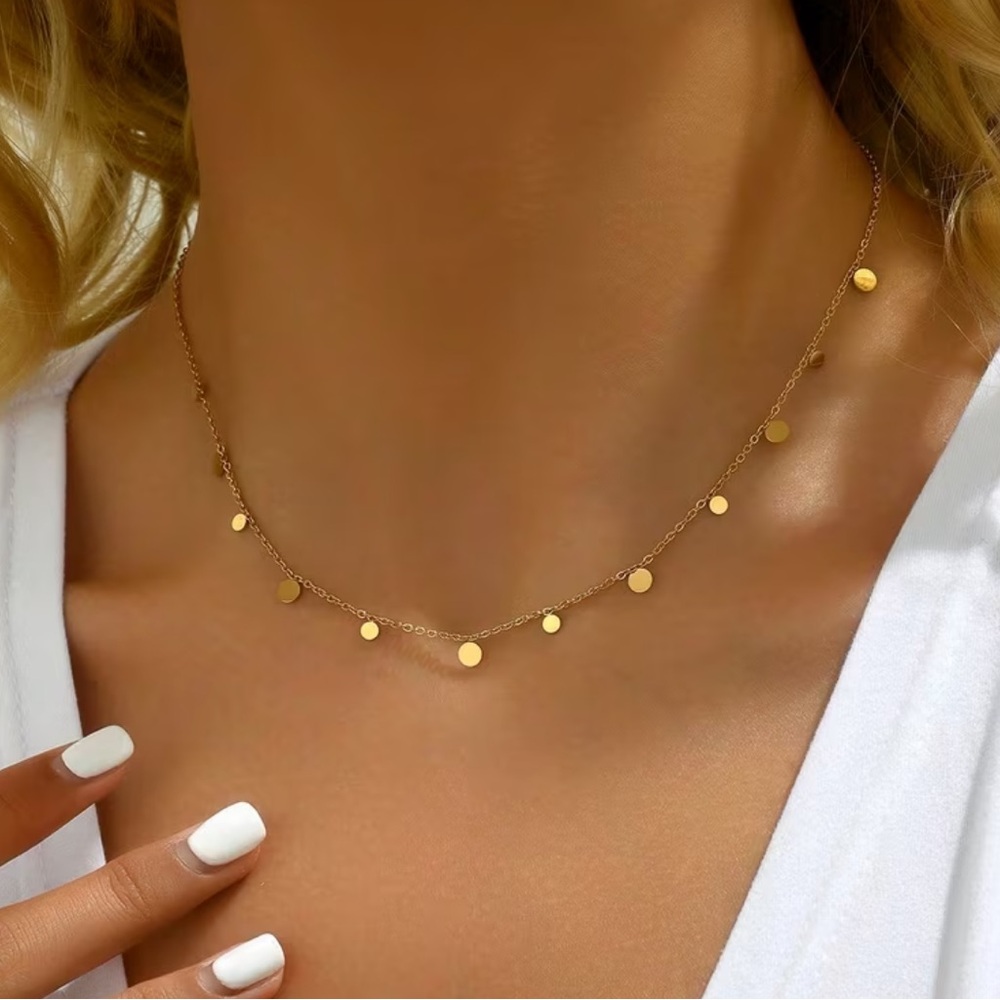 NEW 18K Gold Plated Beautiful Elegant Gold Disc Necklace Chain Bohemian Retro